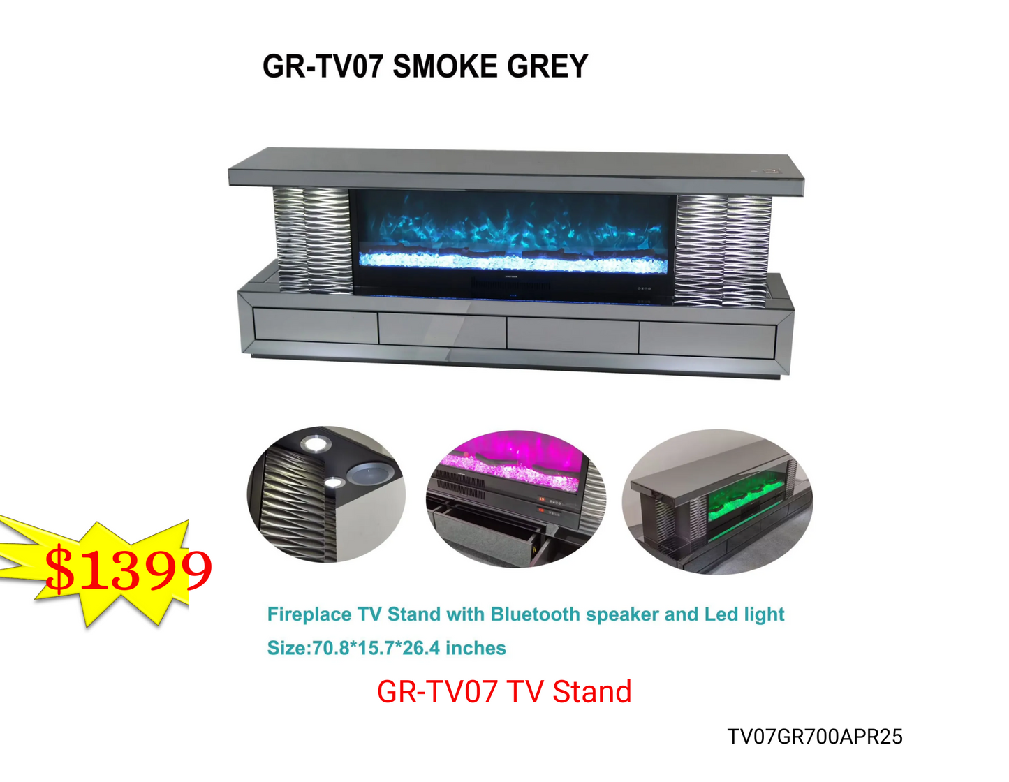 TV STAND TV14 SMOKE GREY