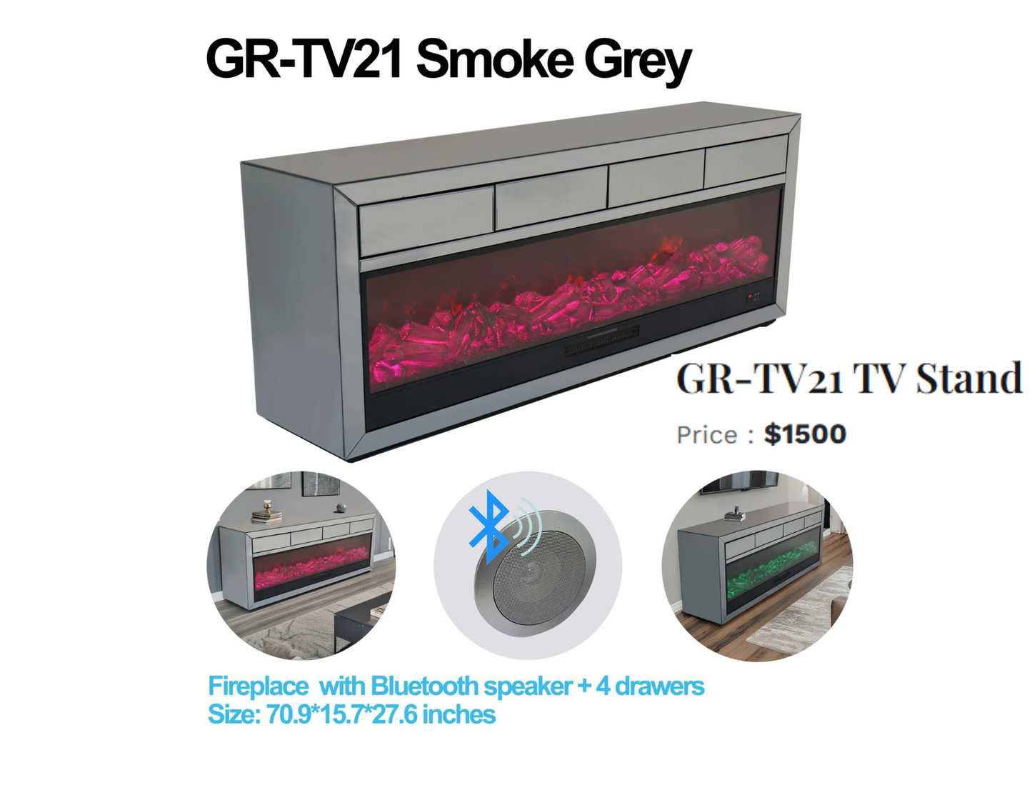 TV STAND TV21 SMOKE GREY