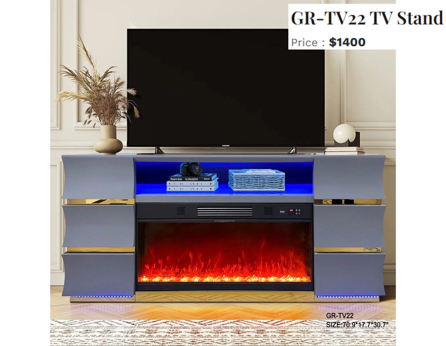 TV STAND TV22 SMOKE GREY