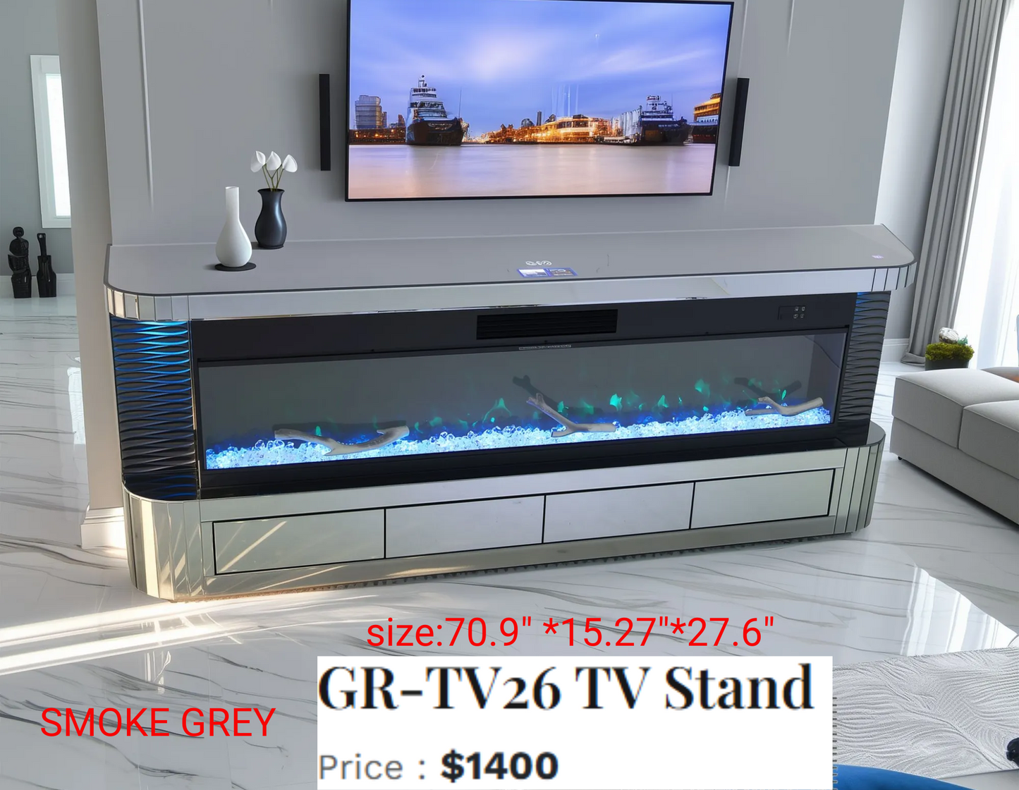 TV STAND TV26 SMOKE GREY