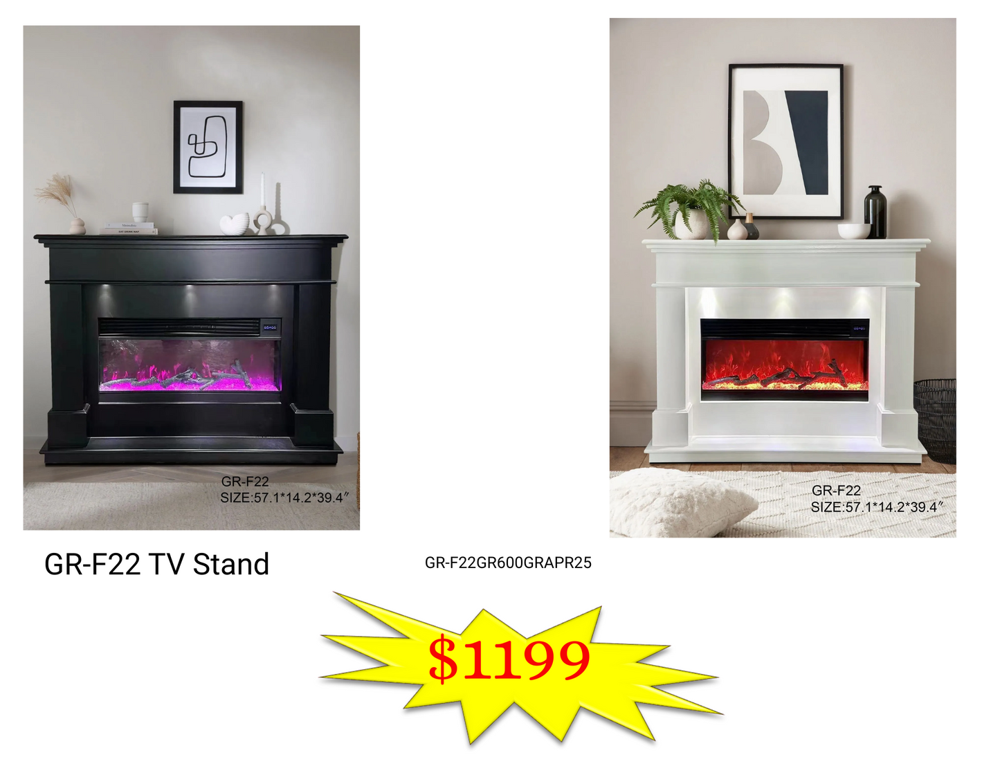TV STAND F22 BLACK OR WHITE