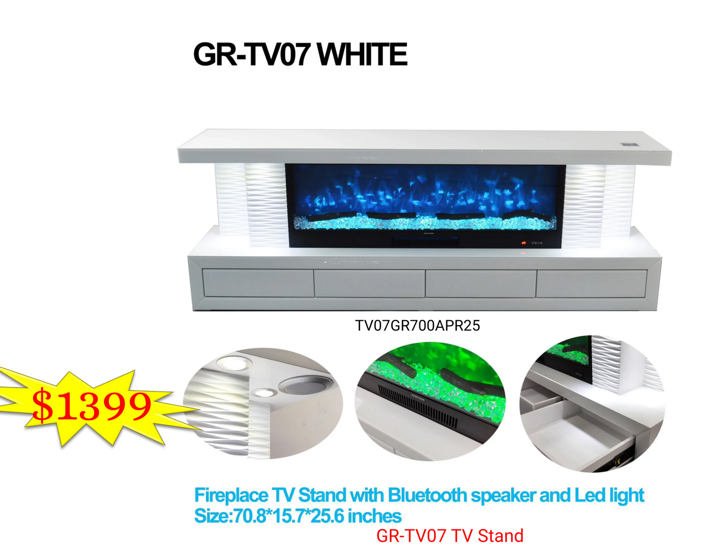 TV STAND TV07 SMOKE GREY