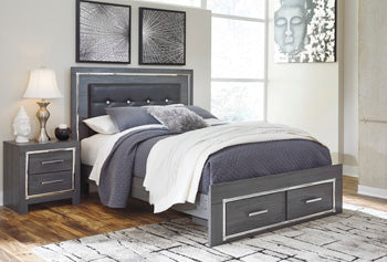 B214 QUEEN BED WITH STORAGE DRAWERS GREY