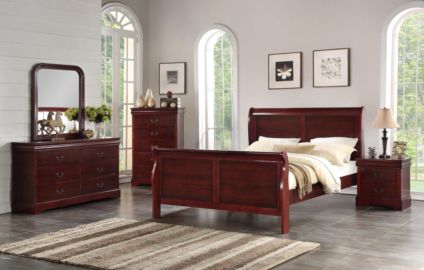 B376 ASHLEY QUEEN BED REDDISH BROWN