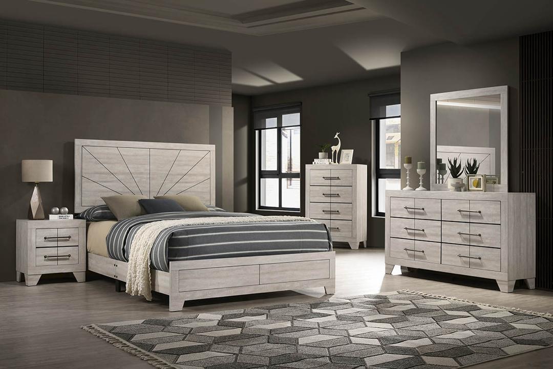 B378 QUEEN BED GROUP 5 PCS CREAM COLOR