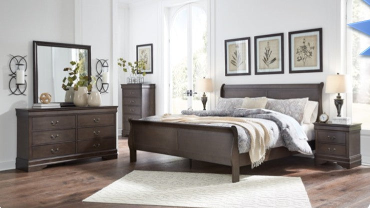 B398 QUEEN BED DARK BROWN
