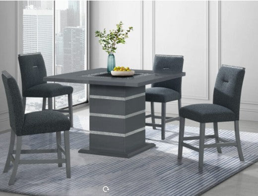 MONACO BAR TABLE DARK GREY WITH 4 CHAIRS