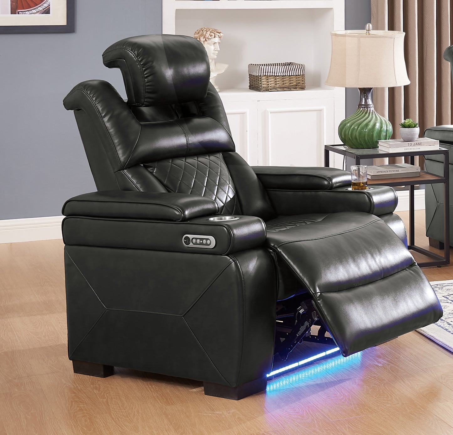 U30R Dual Power Recliner w/ Led & USB Storage Arms