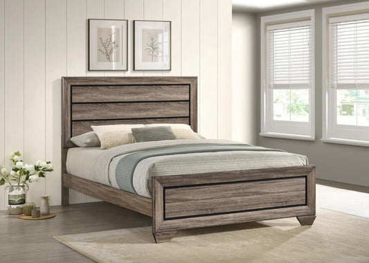 204191 QUEEN BED Wood Queen Panel Bed Washed Taupe