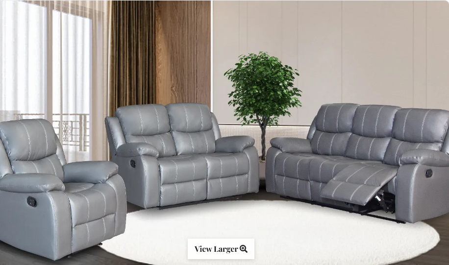 8007P-SOFA LOVESEAT-GREY
